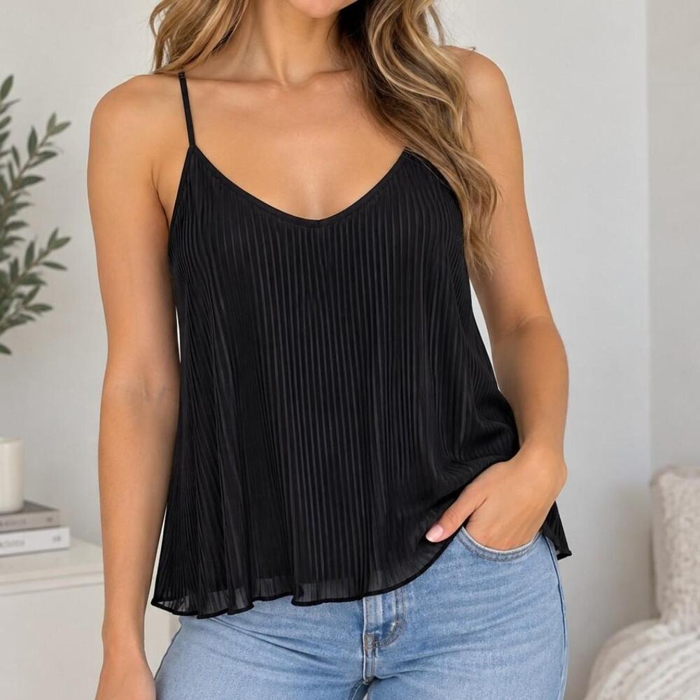 Shein black pleated tank top